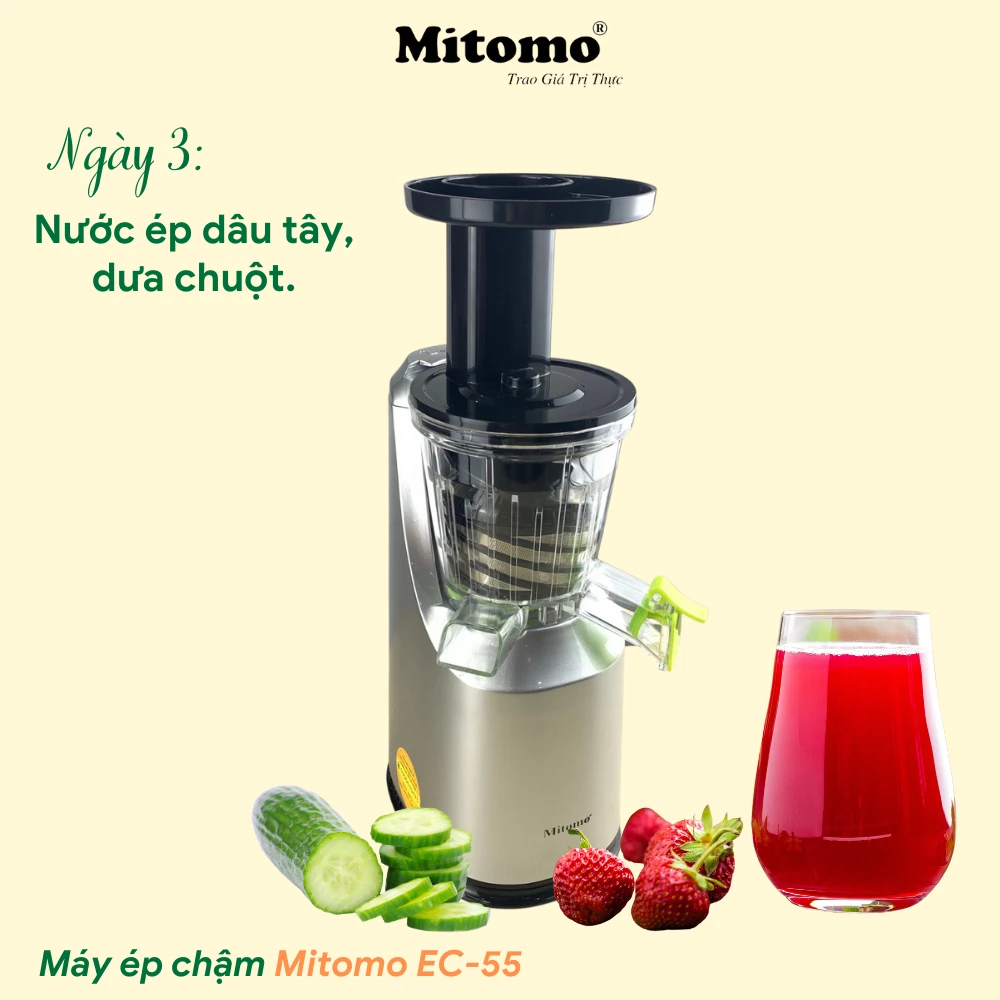 THỬ THÁCH 7 NGÀY ĐỐT MỠ, GIẢM CÂN BẰNG NƯỚC ÉP 100% RAU CỦ Mitomo